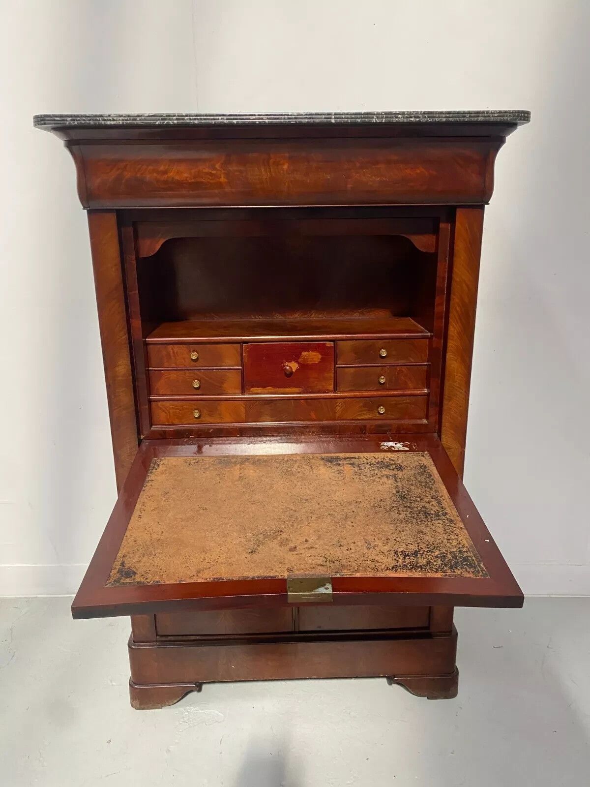 Louis Philippe Mahogany And Veneer Secretary 19th Century photo vinterior