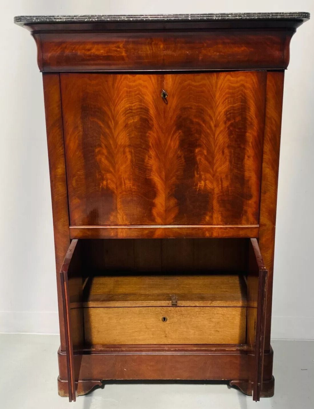 Louis Philippe Mahogany And Veneer Secretary 19th Century photo buy