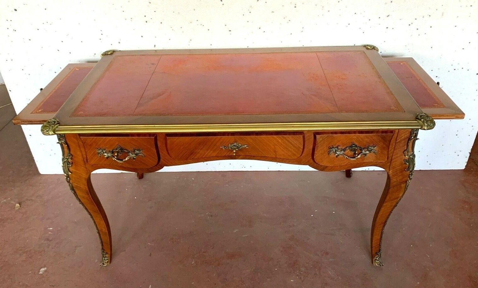 Louis XV Style Sideboard Desk Red Leather Top 20th Century photo for sale