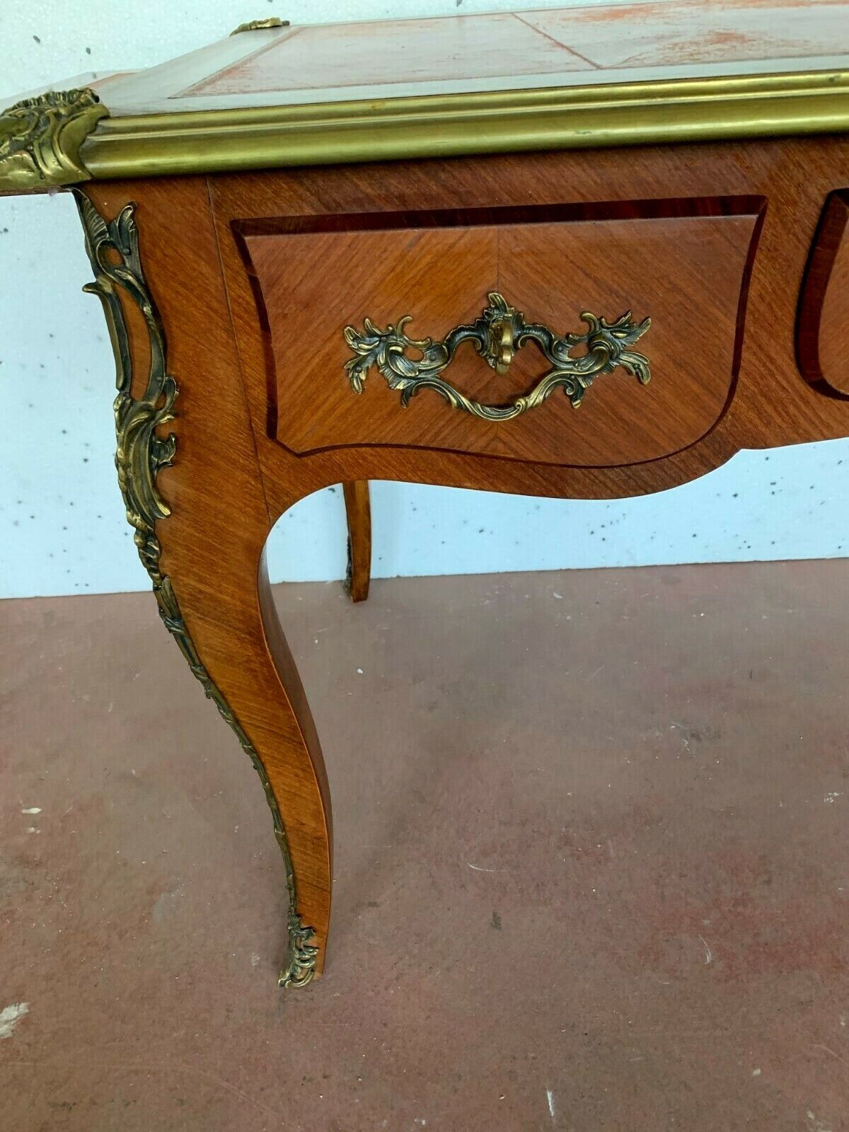 Louis XV Style Sideboard Desk Red Leather Top 20th Century photo vinterior