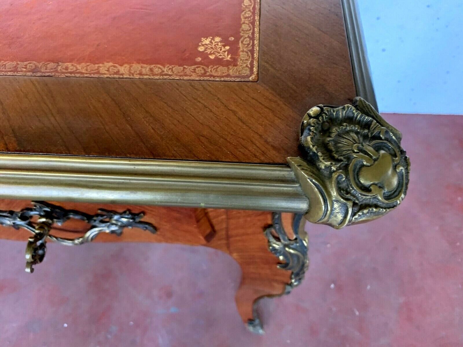 photo for sale Louis XV Style Sideboard Desk Red Leather Top 20th Century