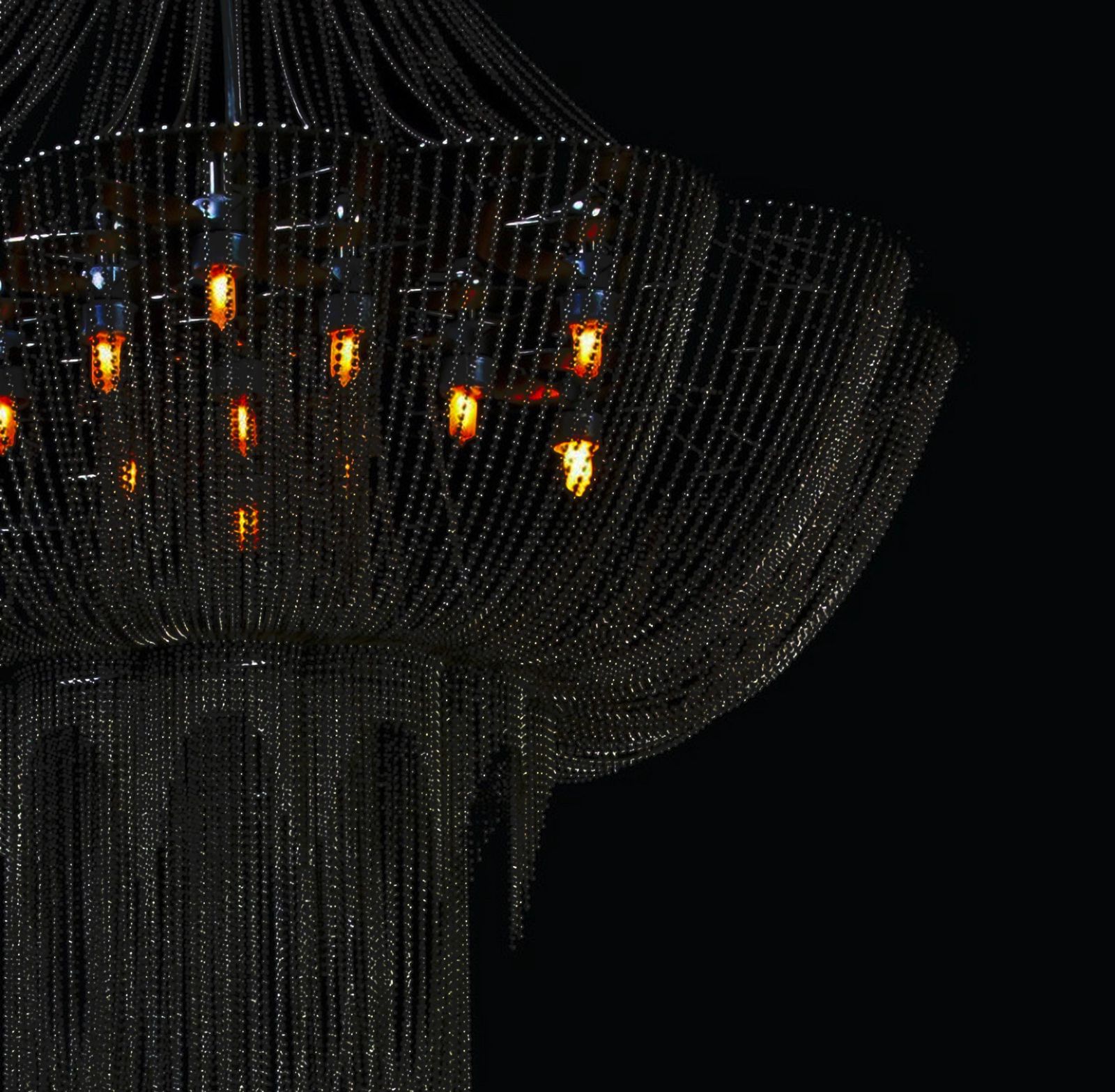 Contemporary Steel And Black Chain 'Flower Of Life' Chandelier By Willowlamp, South Africa photo for sale