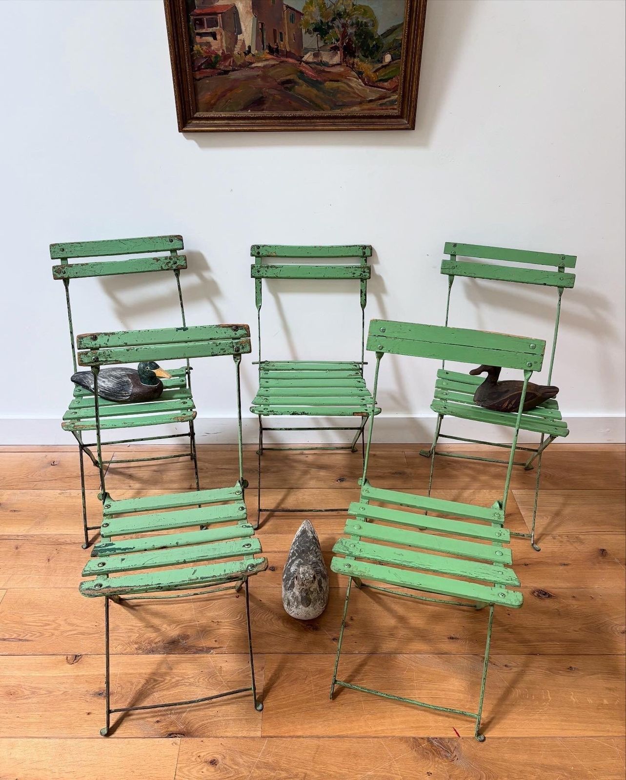 Set Of Five French Folding Garden Chairs photo for sale