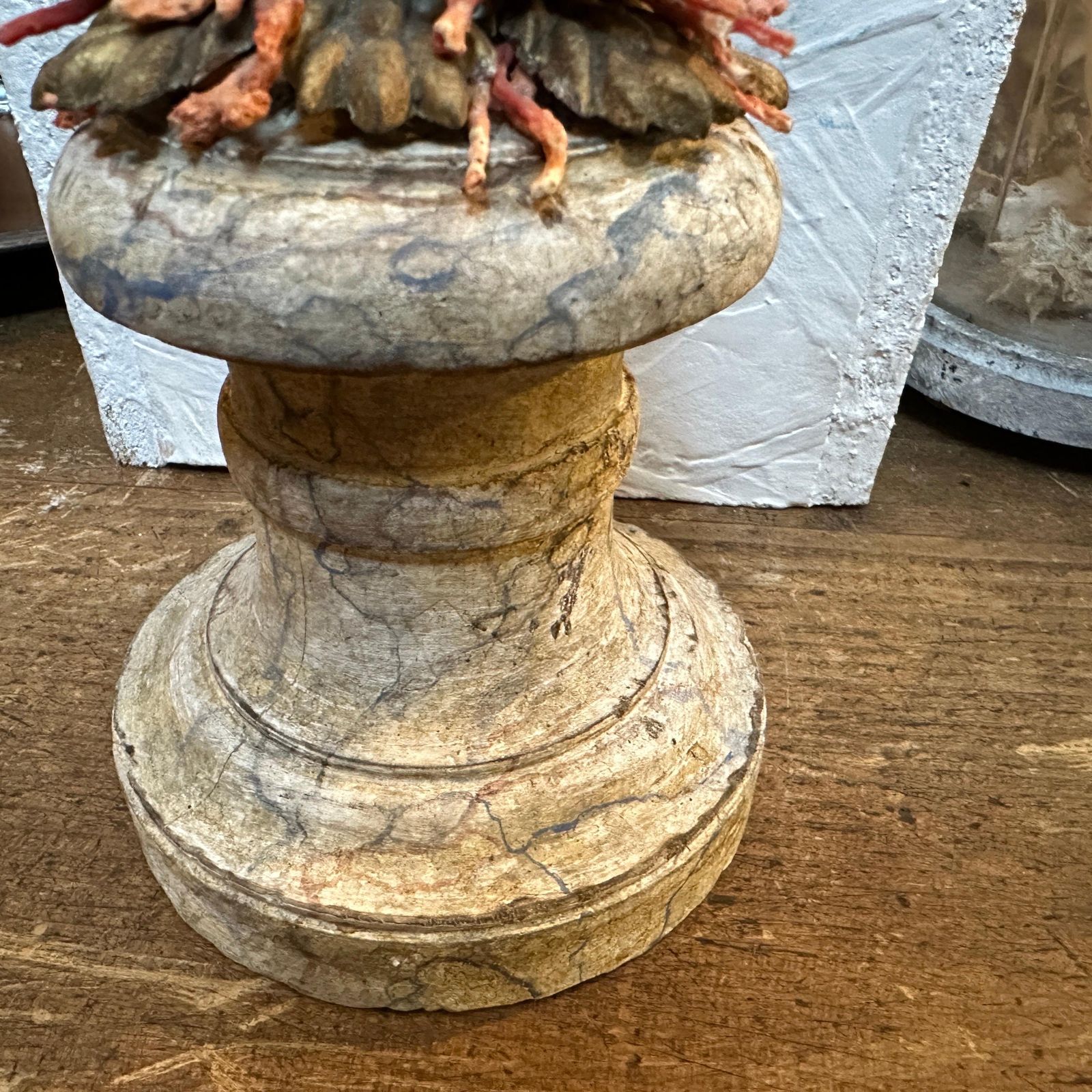 photo buy A Baroque Revival Wood Bust Of A Putto On A Fake Marble Lacquered Wood Base