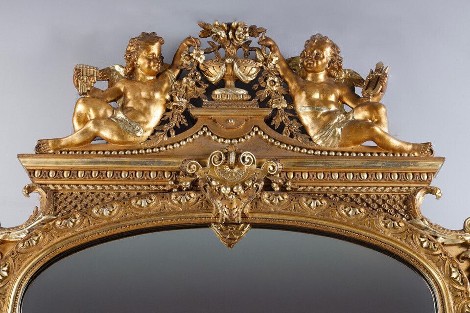 Monumental Louis XVI Style Mirror, Work From The Napoleon III Period photo for sale