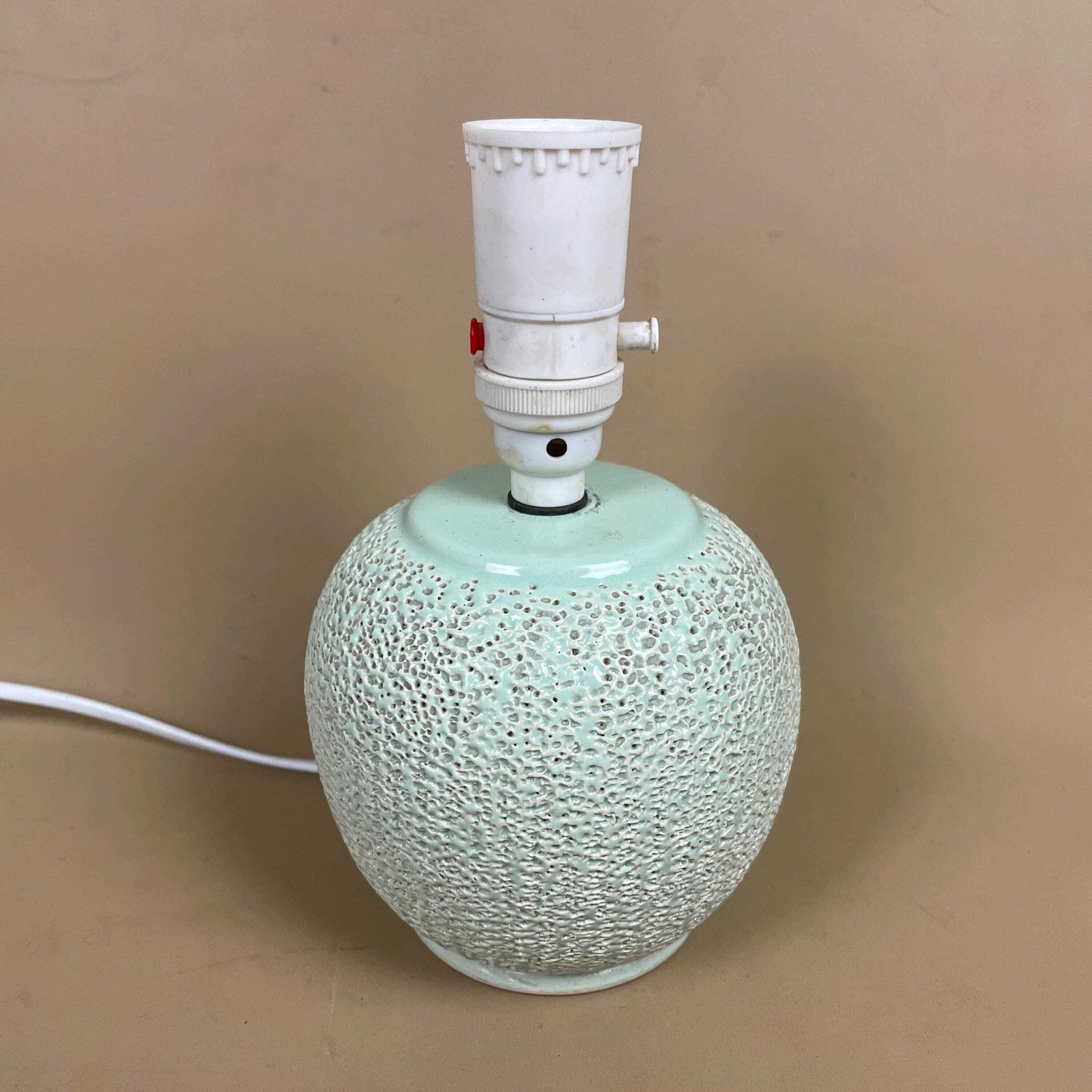 Vintage Ceramic Pale Green Lamp Lamps Bedside Table Light Vase Antique Cottage Pottery Cottage Round Ball Textured Small