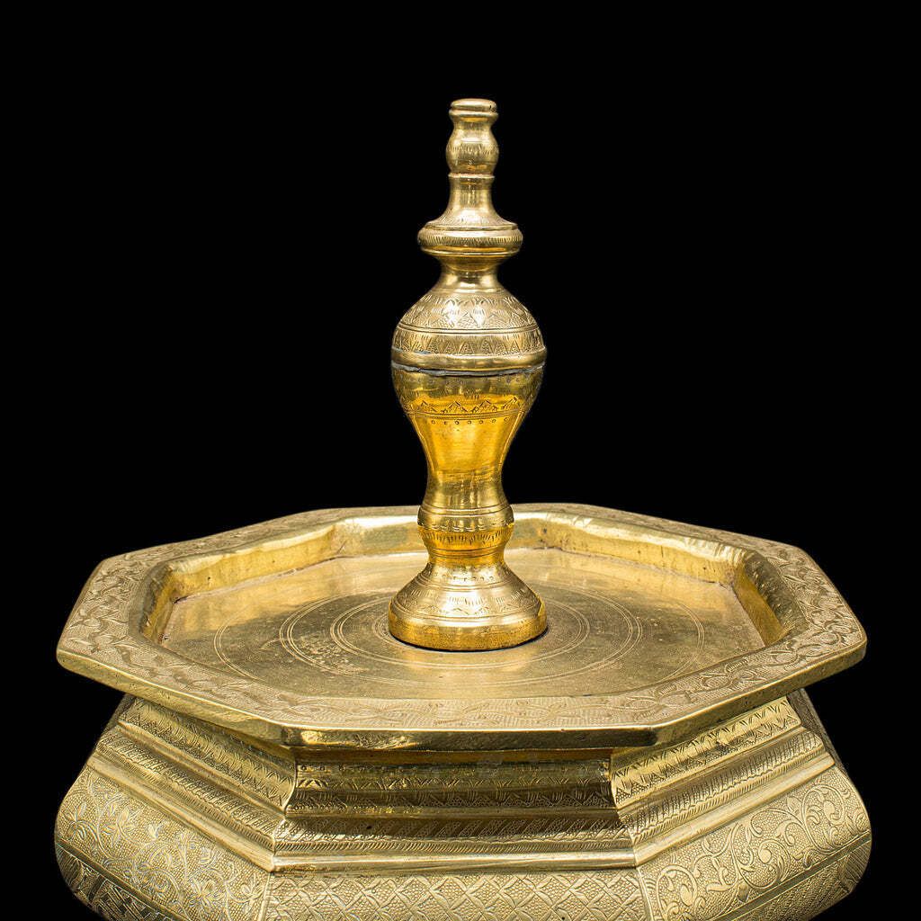Antique Temple Betel Nut Dish, Indonesian, Engraved Brass Sireh Stand, Victorian photo buy