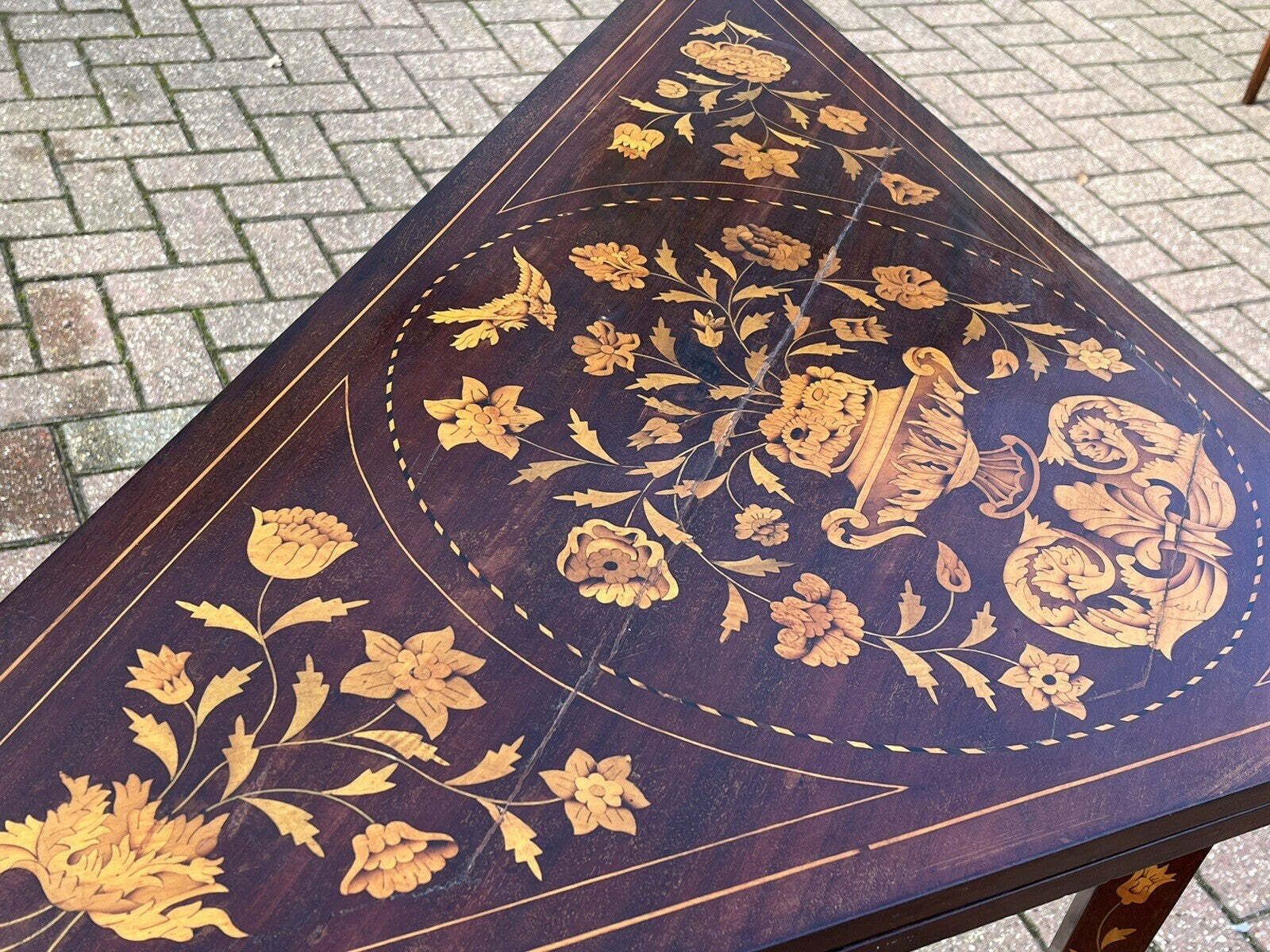 18thc Dutch Marquetry Games Table With Fold Over Lid & Card Playing Area photo 1219.0