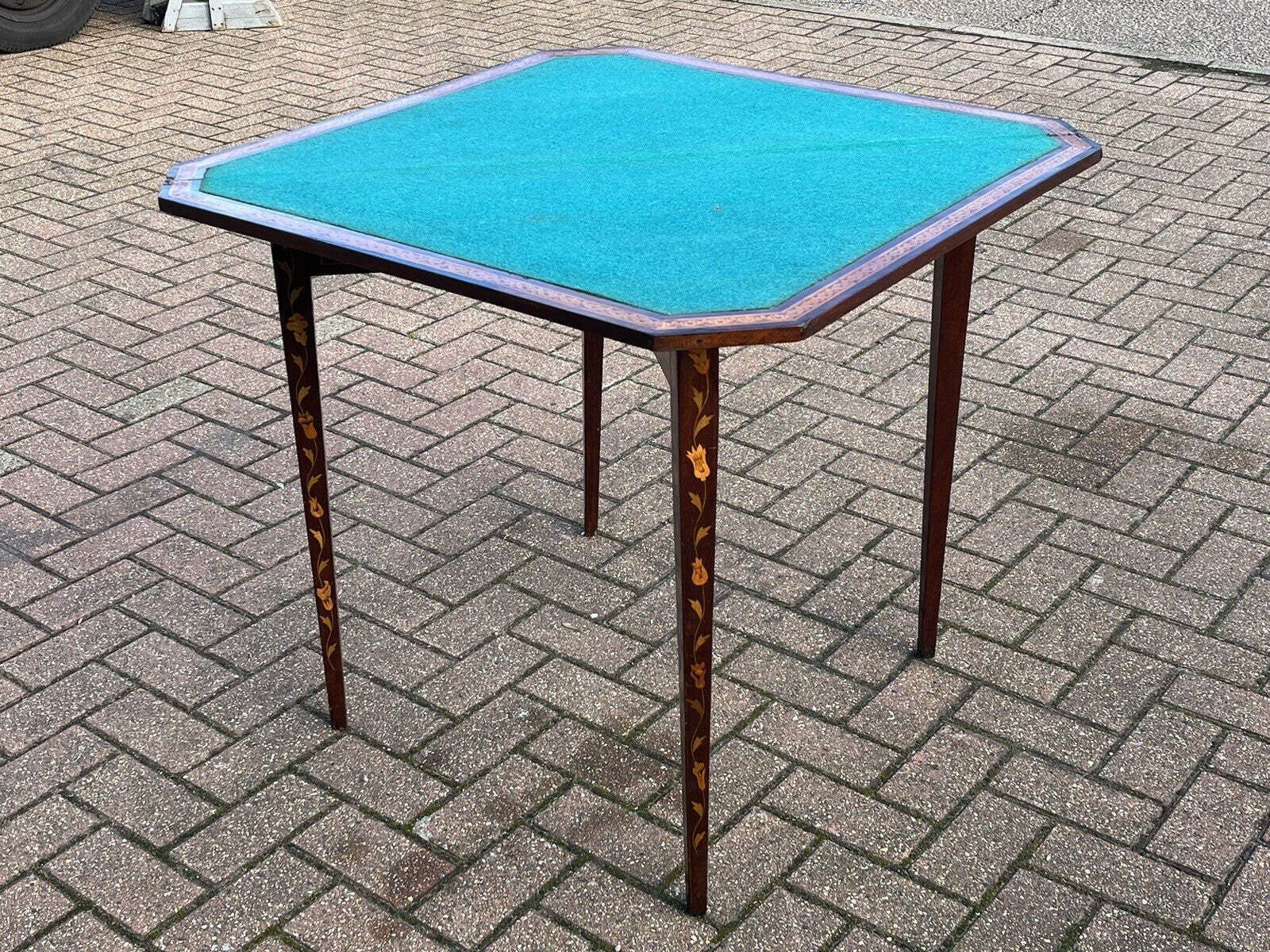 1219.0 18thc Dutch Marquetry Games Table With Fold Over Lid & Card Playing Area photo