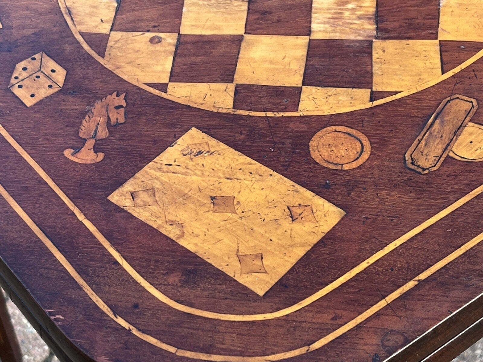 photo buy Early Dutch Marquetry Games Table With Fold Over Lid And Card Playing Area
