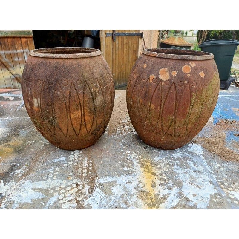 Pair Of Art Deco Cast Iron Vases From Charleville Mézières