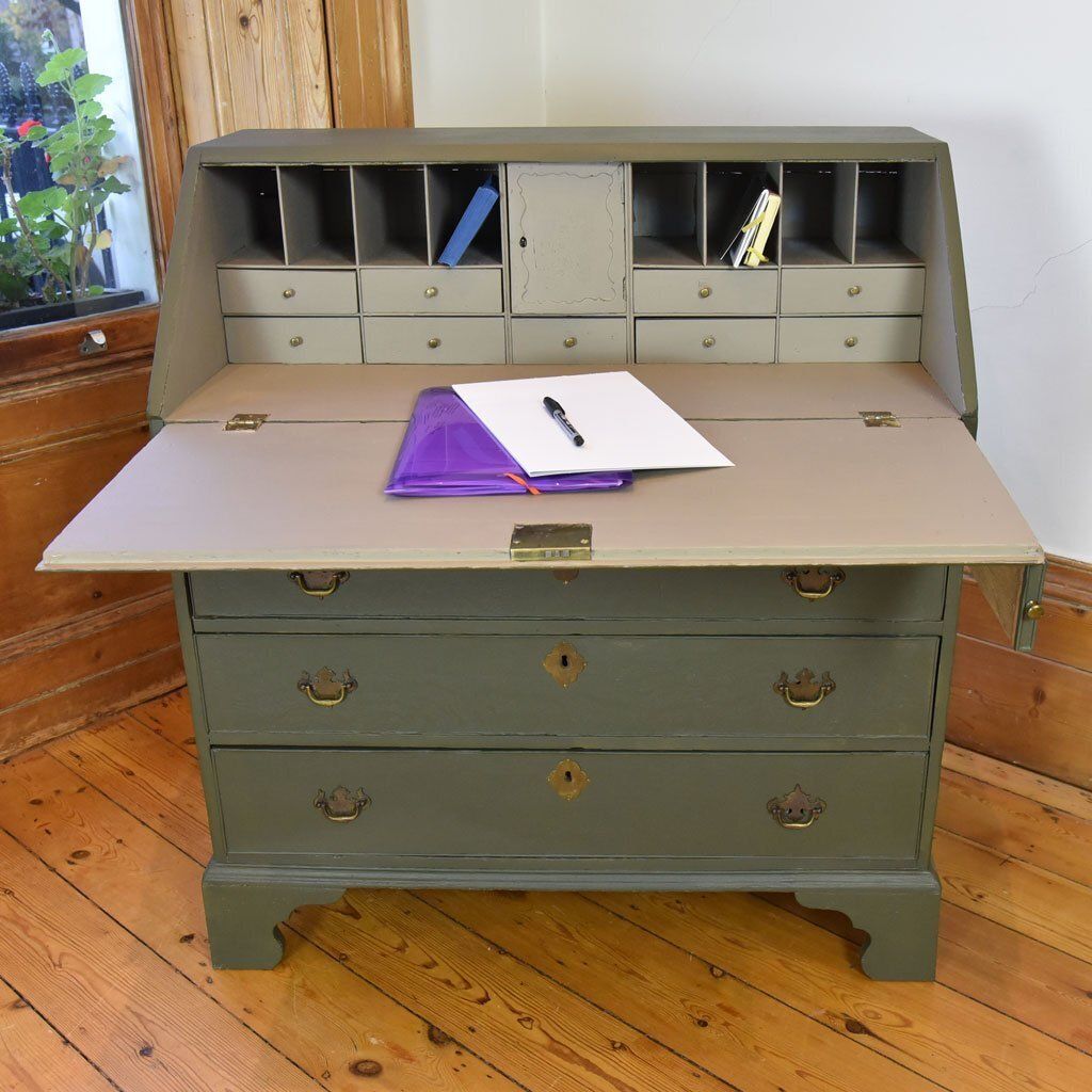 Georgian Bureau With Fitted Interior And Later Exterior And Interior Paint