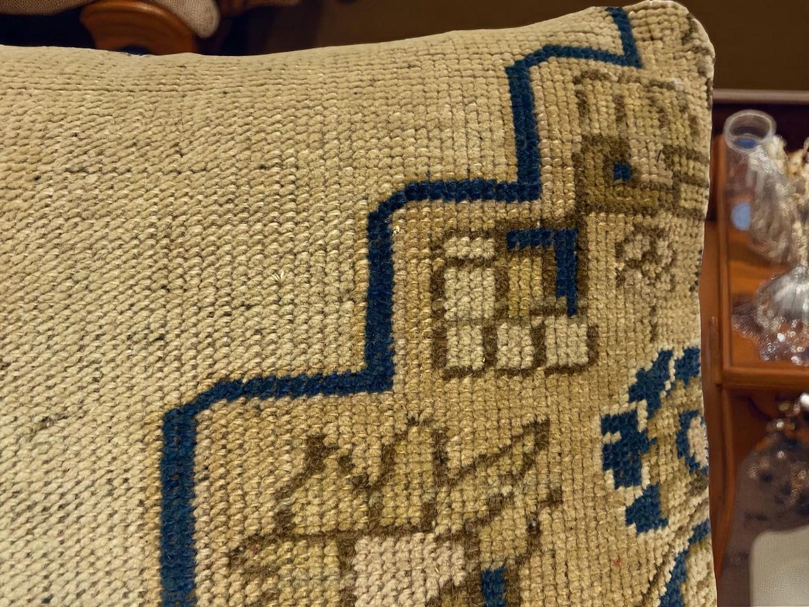 Hand Made Kilim Faced Cushion 16 X 16 Inches, Anatolian Kilim Pillow, Handmade Cushion Cover, Turkish Decor, Home Decor Accent photo vintage