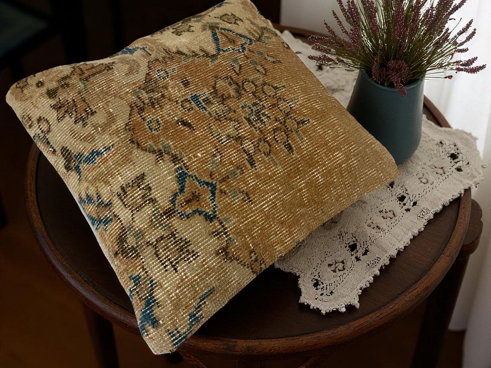 Hand Made Kilim Faced Cushion 18 X 18 Inches, Anatolian Kilim Pillow, Handmade Cushion Cover, Turkish Decor, Home Decor Accent photo Textiles