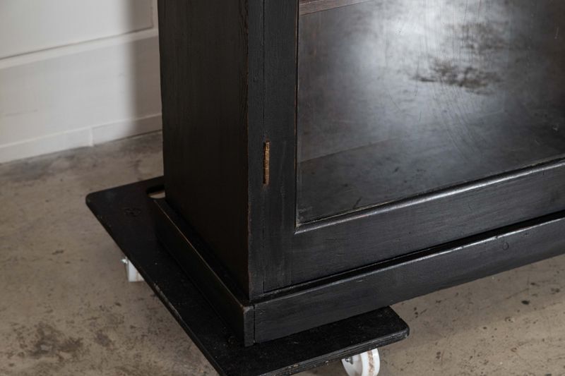 photo vintage 19thc English Oak Glazed Bookcase Cabinet