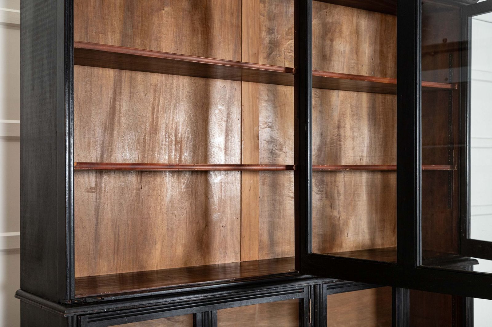 Large English 19thc Ebonised Mahogany Glazed Cabinet photo vintage