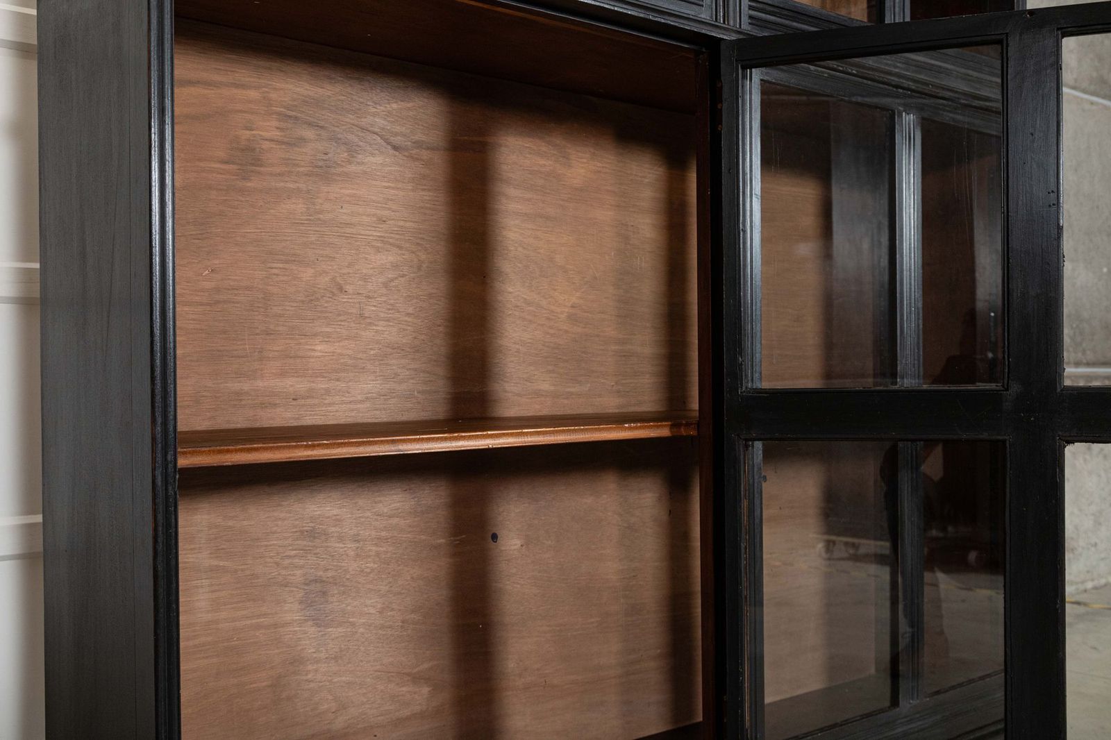 5118.0 Large English 19thc Ebonised Mahogany Glazed Cabinet photo
