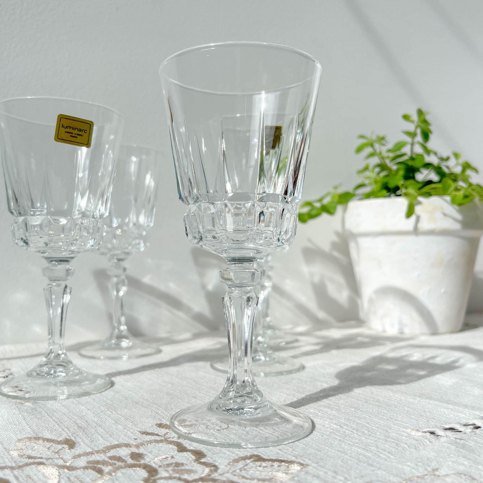 6 Vintage Crystal Red Wine Glasses – Cristal D'arques Chantelle Model – Stemmed Glasses Made In France photo furniture