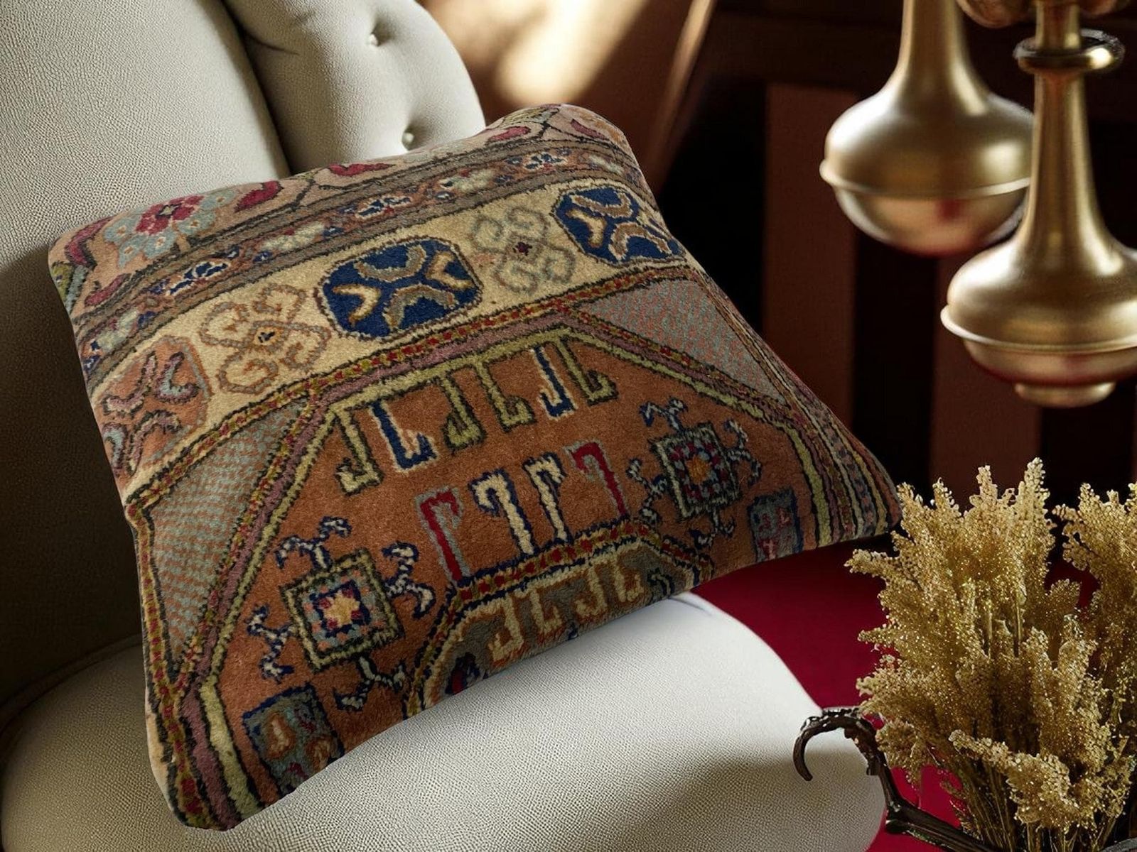 photo furniture Hand Made Kilim Faced Cushion 16 X 16 Inches, Anatolian Kilim Pillow, Handmade Cushion Cover, Turkish Decor, Home Decor Accent