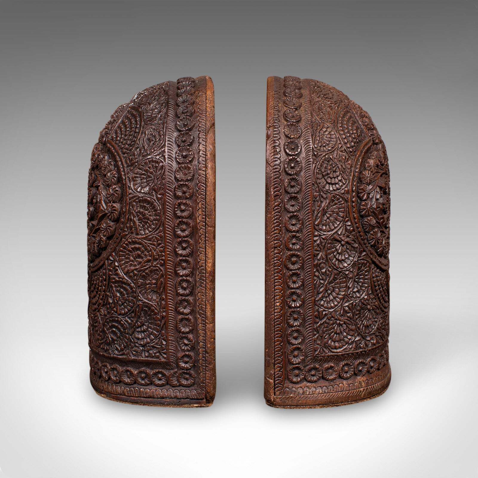 Pair Of Antique Ornate Bookends, Anglo Indian Beech, Book Rests, Victorian, 1900 photo 586.0