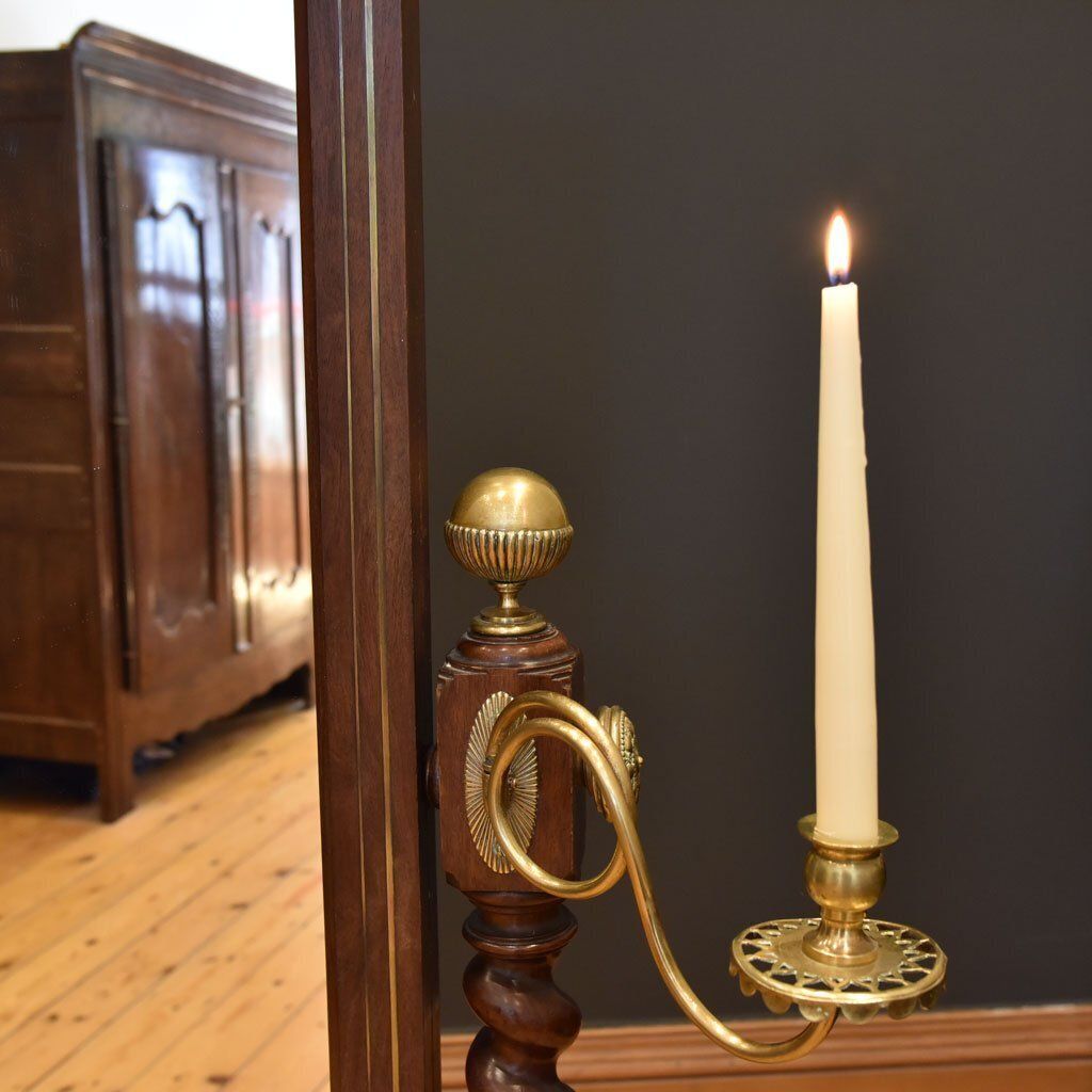 Large 19th Century Cheval Mirror With Ornate Brass Decoration photo furniture