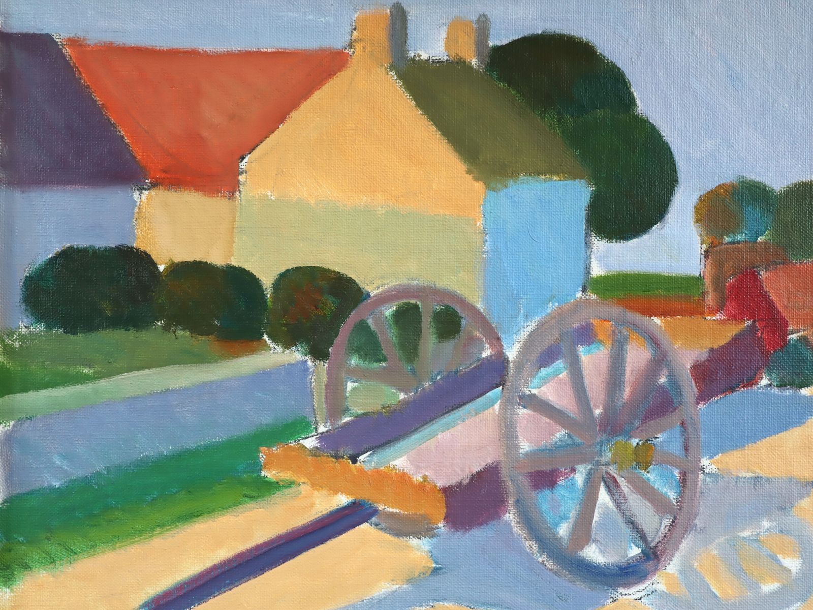 photo furniture Sunlit Cart Oil Painting, Mid 20th Century