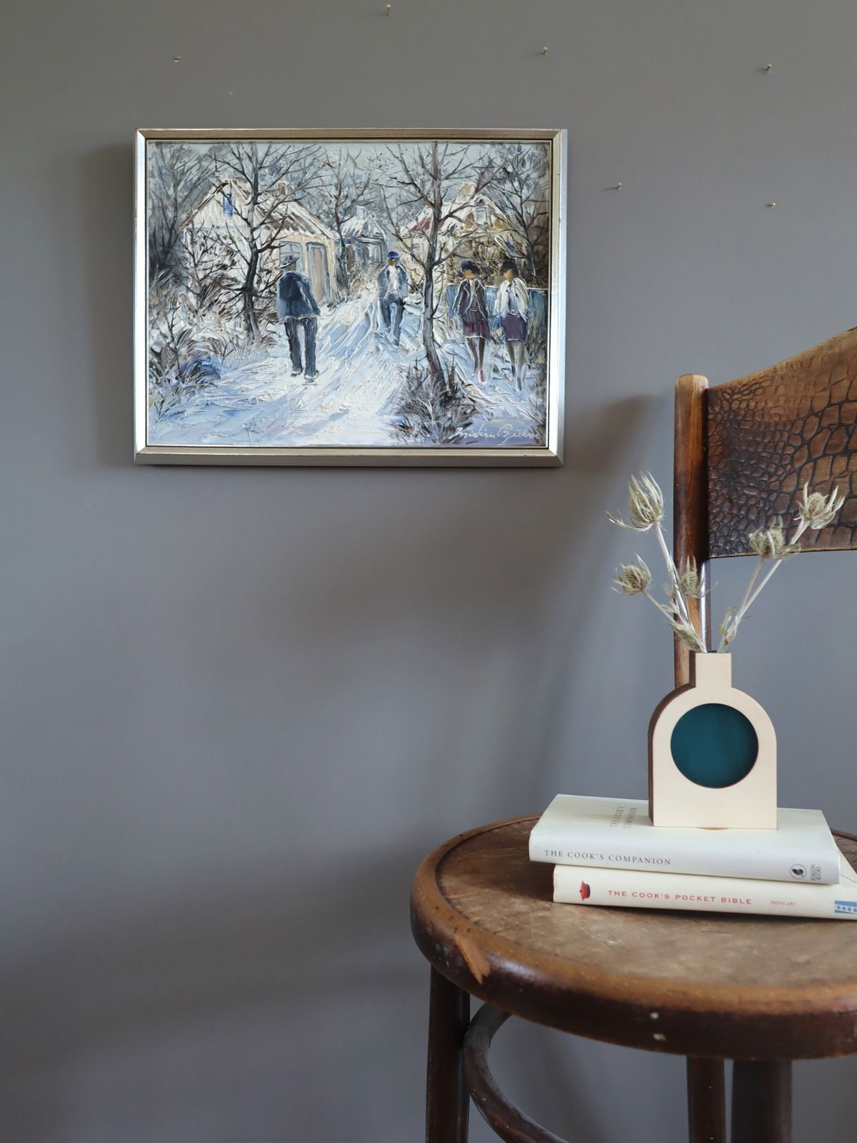 Winter Lane , Oil Painting, Mid 20th Century photo furniture