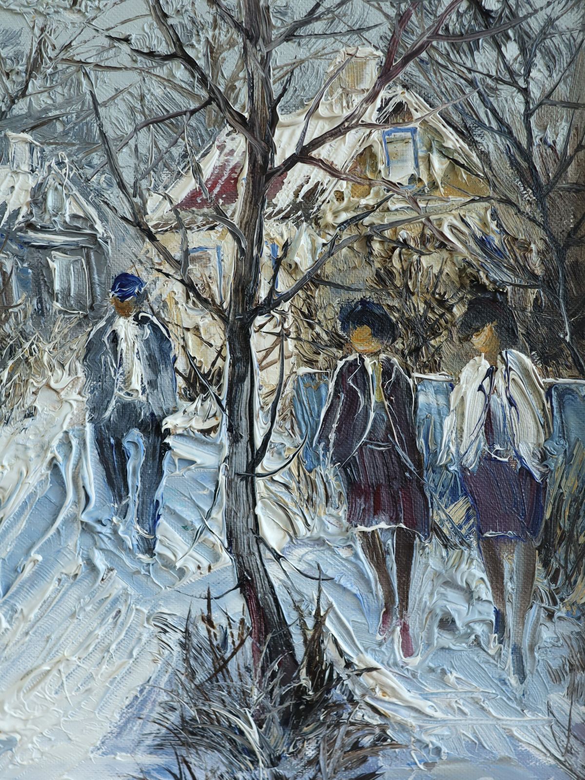 photo furniture Winter Lane , Oil Painting, Mid 20th Century
