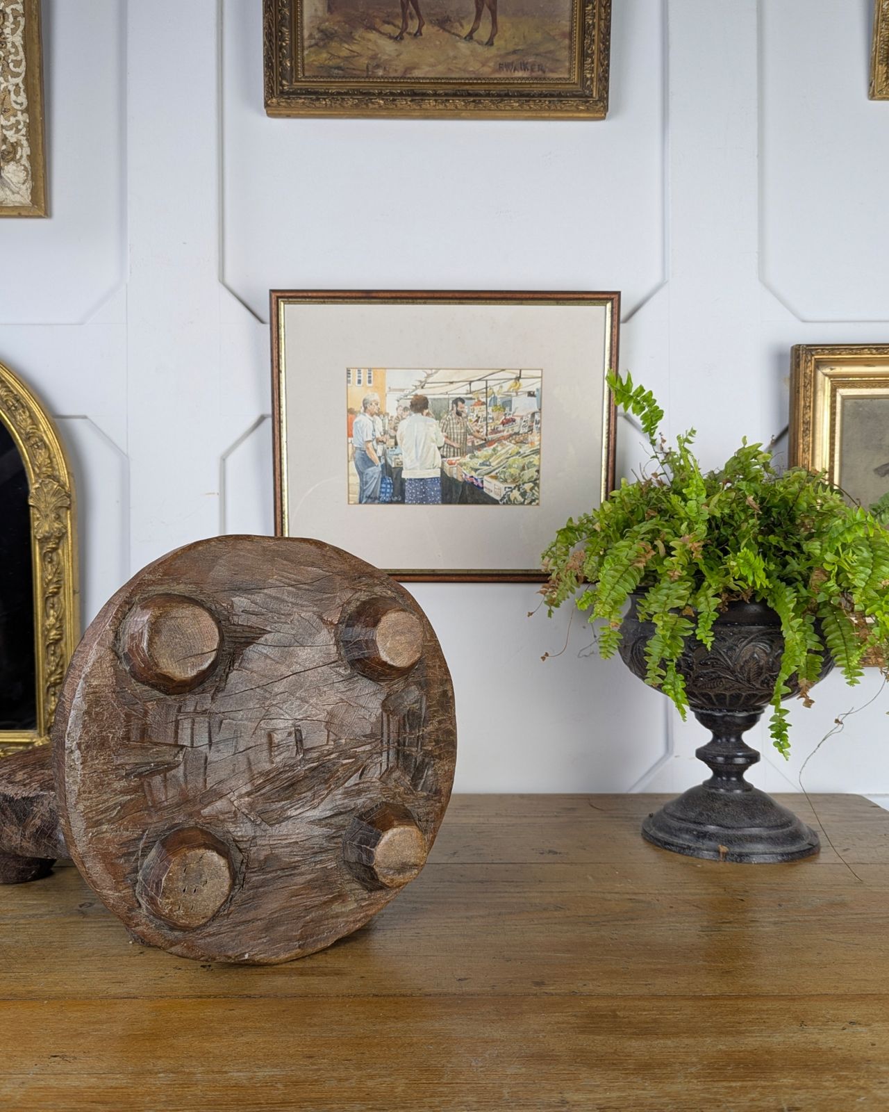 Pair Of Antique Wooden Chapati Boards – Punjab, India photo for sale
