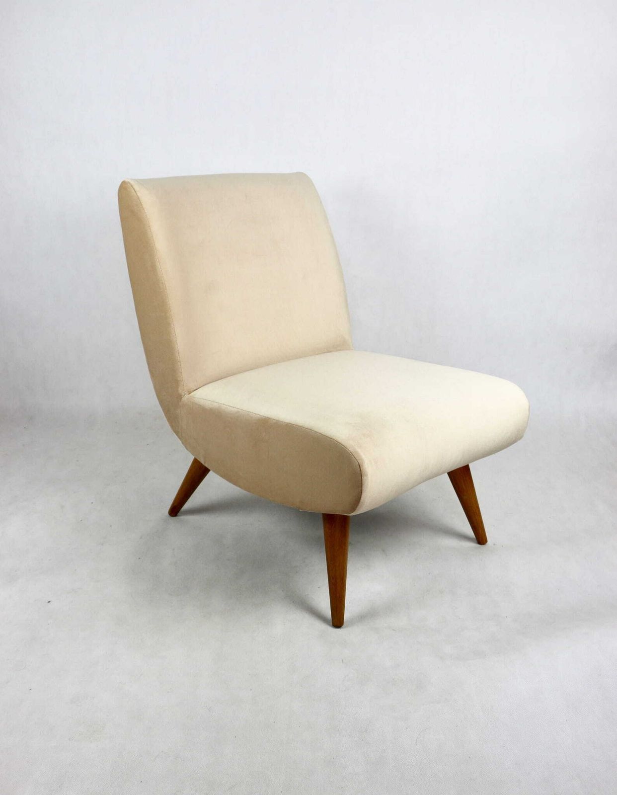 Vintage Loft Armchair 70s Beige Champagne Velvet
