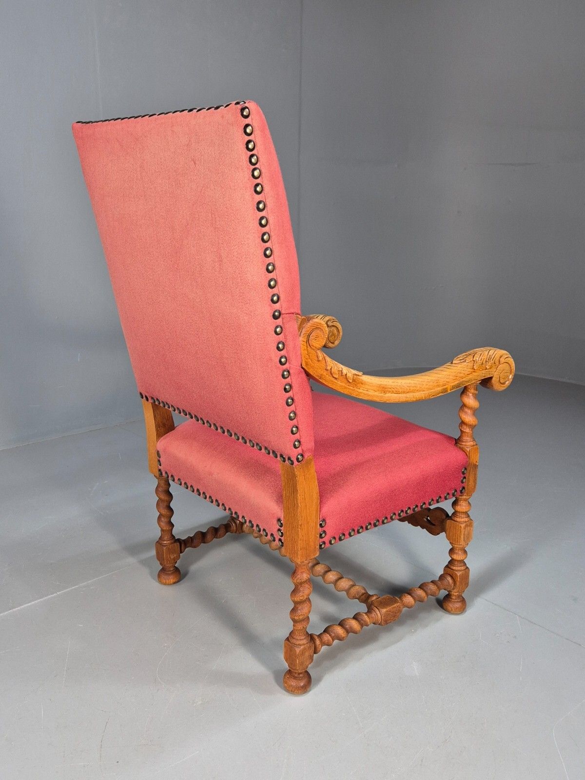 Furniture Vintage Danish Baroque Style Armchair In Red Wool And Oak 1950s  Eb9582 Vcar photo