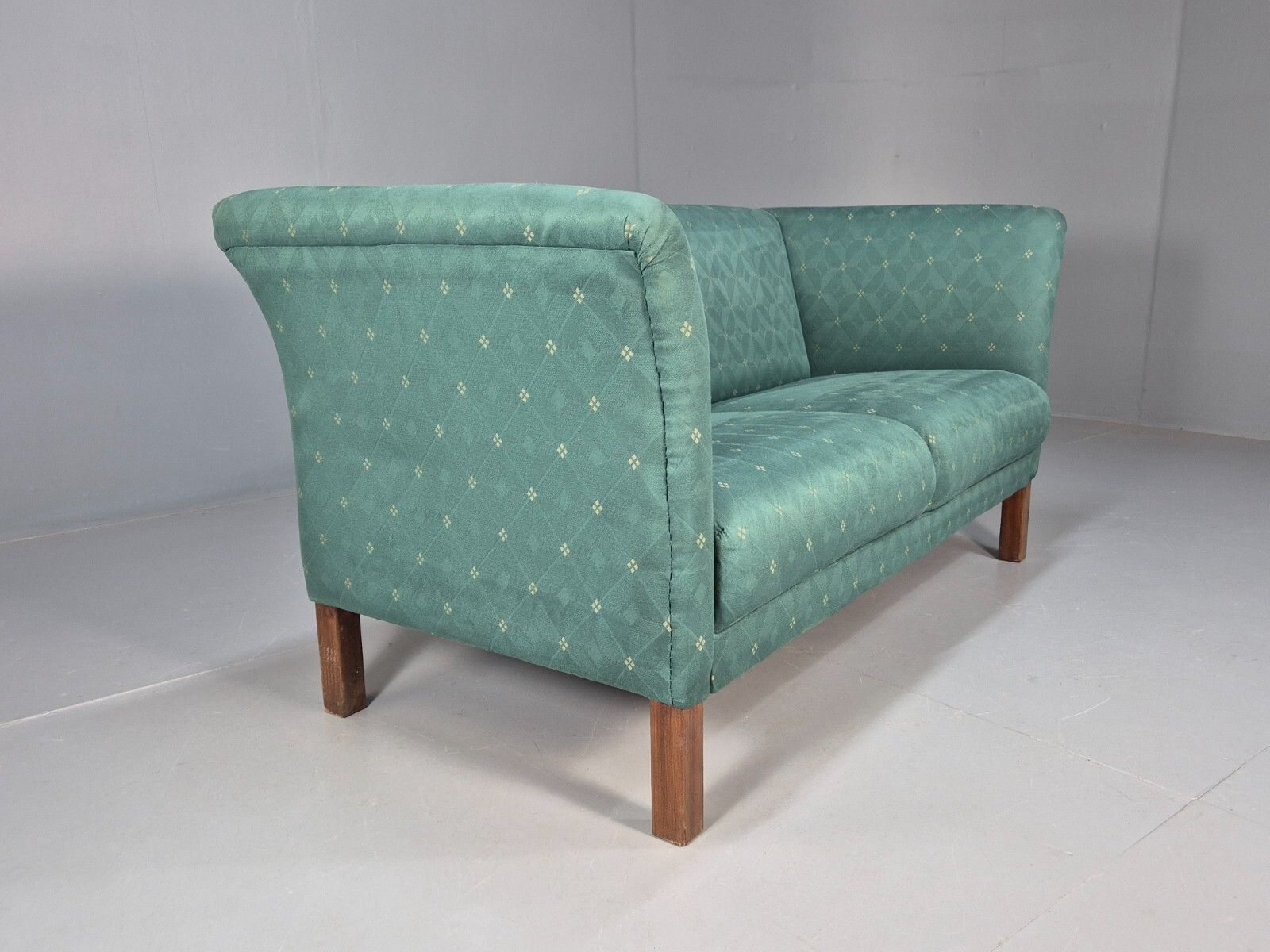 photo for sale Vintage Danish Green 2 Seat Classic Mid Century Shaped Sofa 1980s Eb9565 M2ss