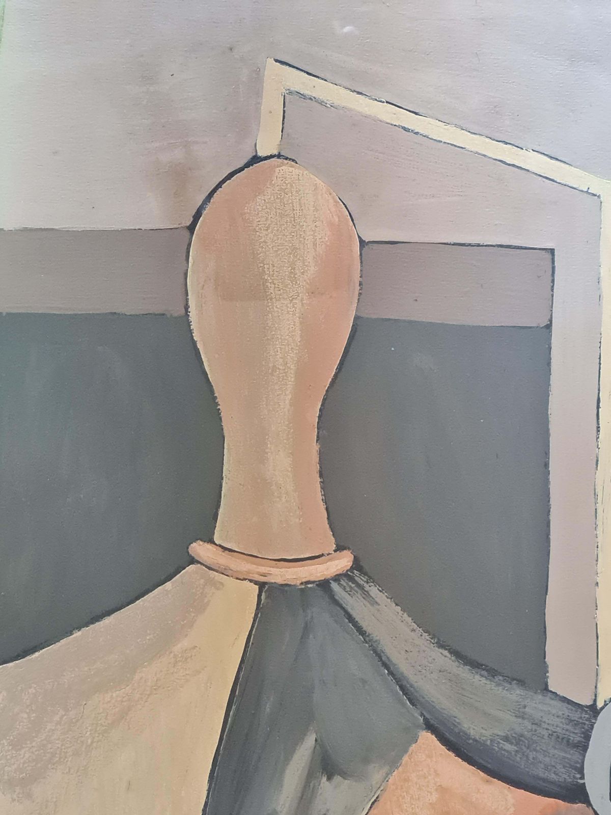 Créqule French Cubist Oil And Acrylic On Board, Le Mannequin, After Giorgio De Chiricolate 20th Century photo furniture