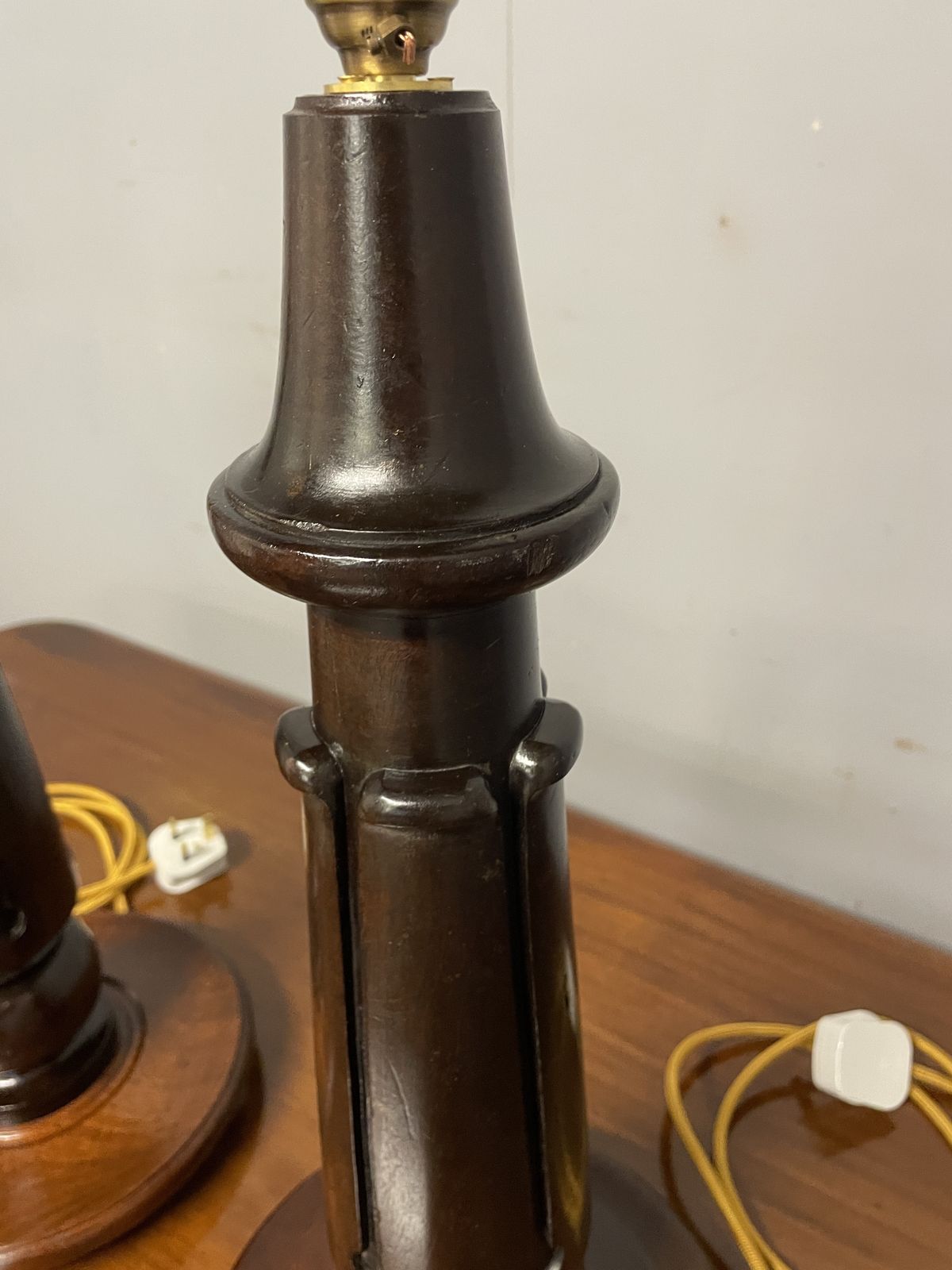 Pair Of Large Mahogany Table Lamps (Shades Not Included) photo buy
