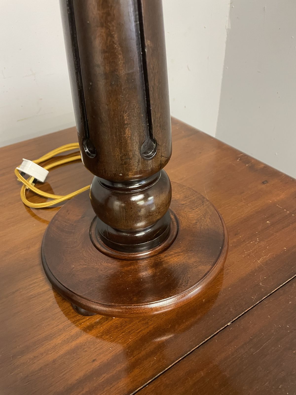 Lighting Pair Of Large Mahogany Table Lamps (Shades Not Included) photo
