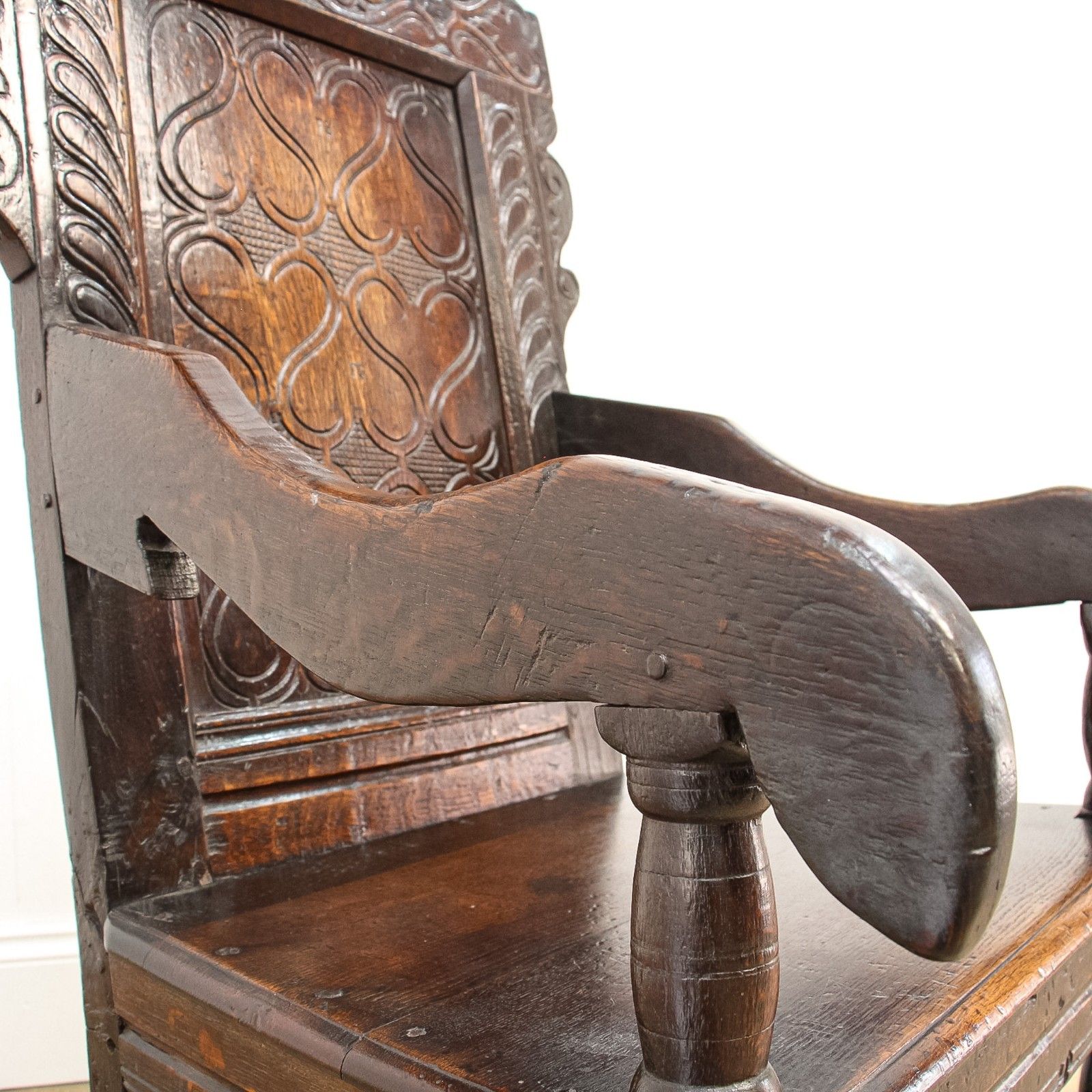 Furniture 17th Century Charles I Oak Wainscot Chair photo