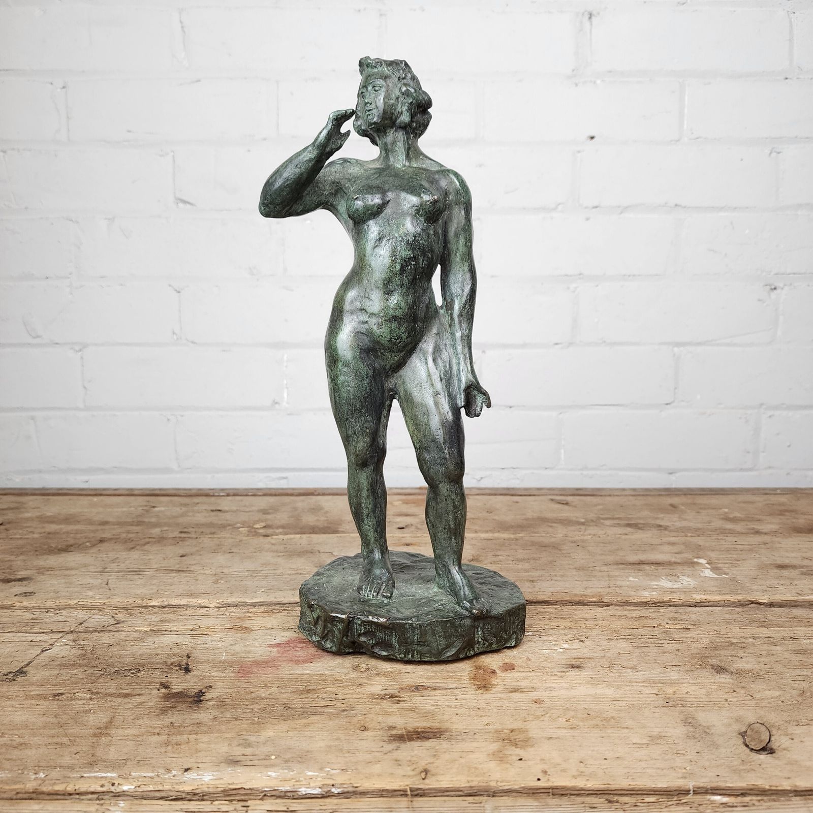 Yvonne Clergerie B.1942   Verdigris Bronze Female Study photo Art