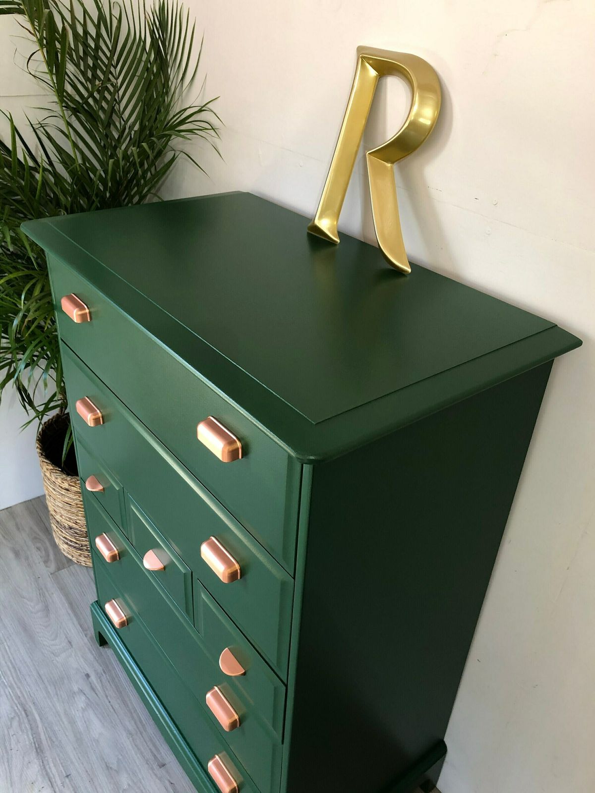 Stag Minstrel Furniture Tallboy Chest Of Drawers Painted Green photo buy