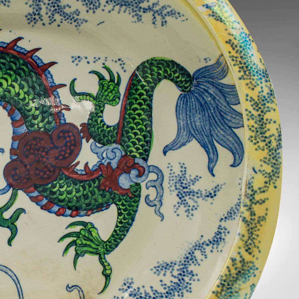 Antique Serving Bowl, English, Ceramic, Fruit Dish, Oriental Taste, Circa 1920 photo vintage