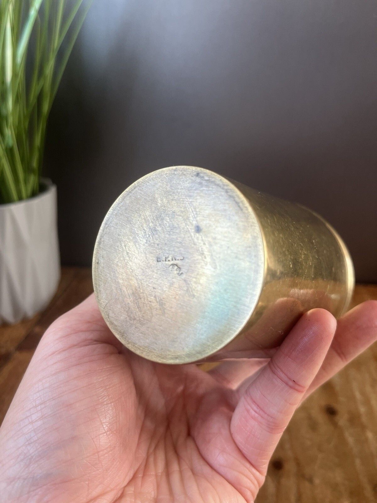 Antique Art Deco Pill Bottle Shape Cocktail Shaker Brass Plated Epns Bar Cabinet photo vintage