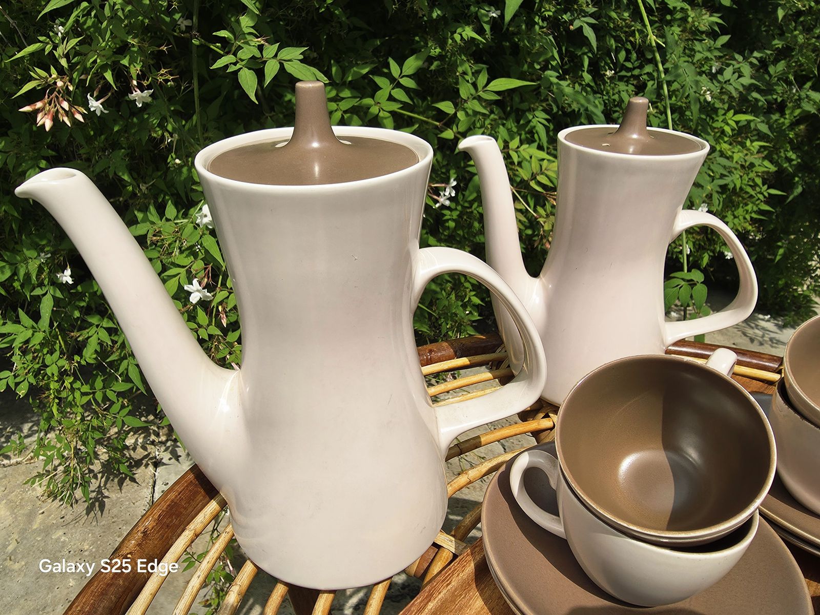 Mid Century Espresso Coffee Set By Poole Pottery In Twintone Mushroom & Sepia photo 92.0