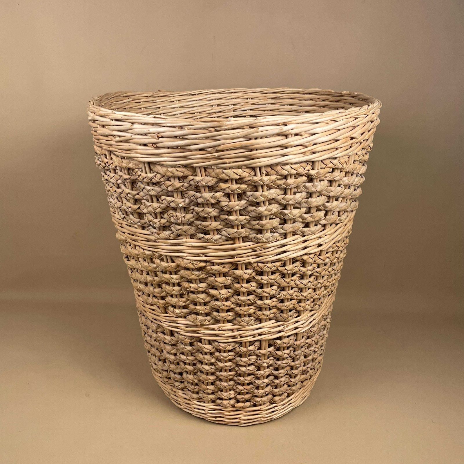 Vintage Large Round Laundry Basket Woven Wicker Brown Antique Cylinder Storage Farmhouse Cottage Decor Antique Cane Wood Logs Fireplace photo buy