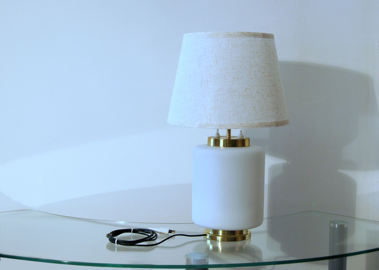 Stilnovo Table Lamp   Opal Glass / Brass   Italy '60 photo vintage