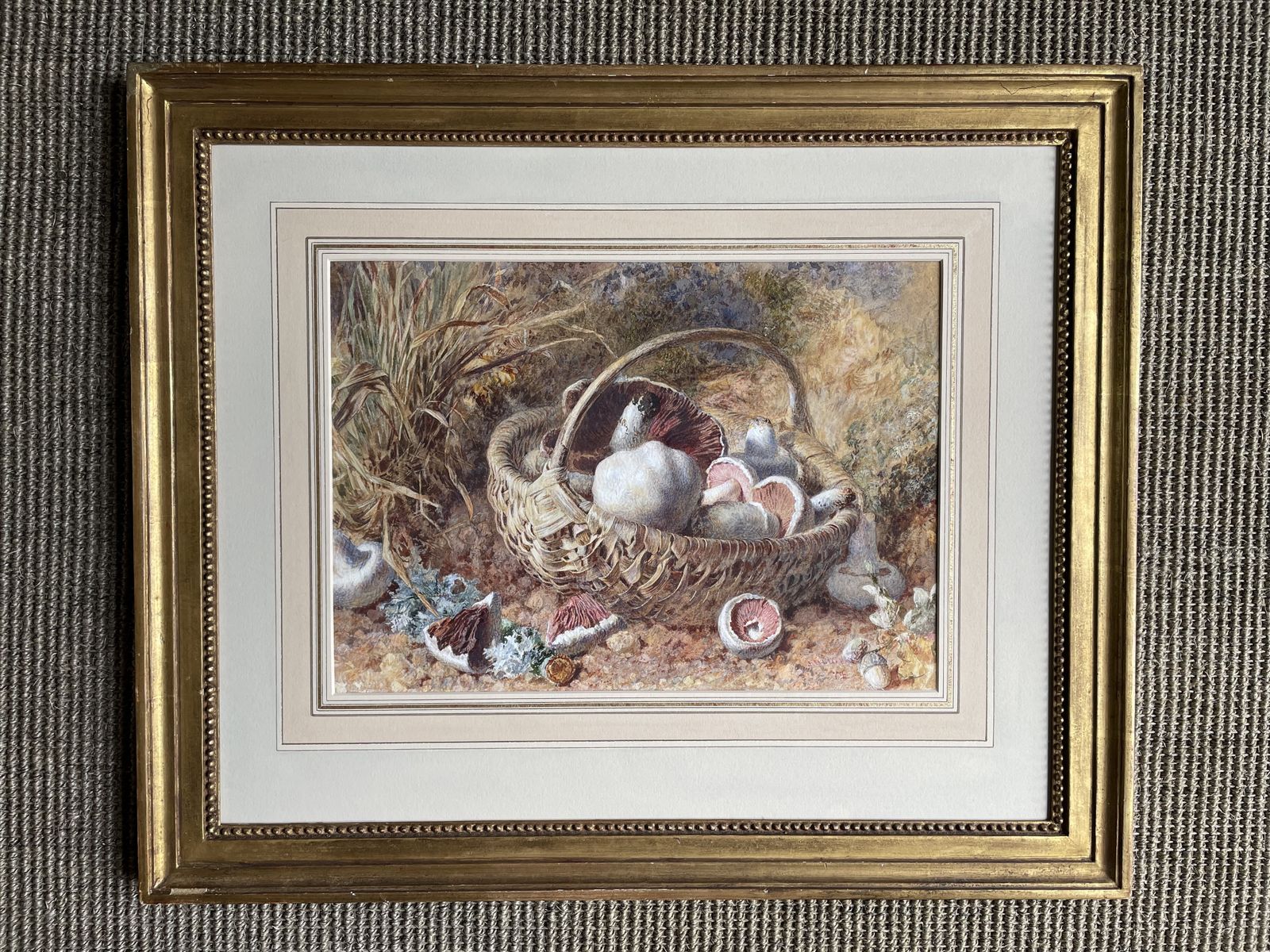 Jebez Blight   Victorian Still Life Watercolour Of Mushrooms In A Basket photo furniture