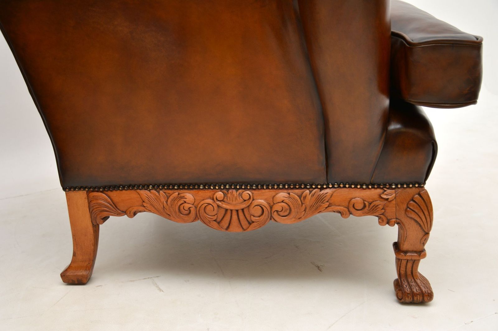 photo furniture Pair Of Antique Leather Wing Back Armchairs
