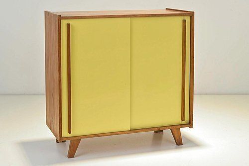 Small Sideboard Pavatex Stella Möbel In Yellow, Switzerland, 1950s photo buy