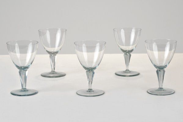 White Wine Glasses By Wilhelm Wagenfeld For Vlg Weisswasser, Germany, 1937, Set Of 5 photo furniture
