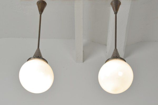 Sphere Lights In Frosted Glass, Germany, 1928, Set Of 2 photo vinterior