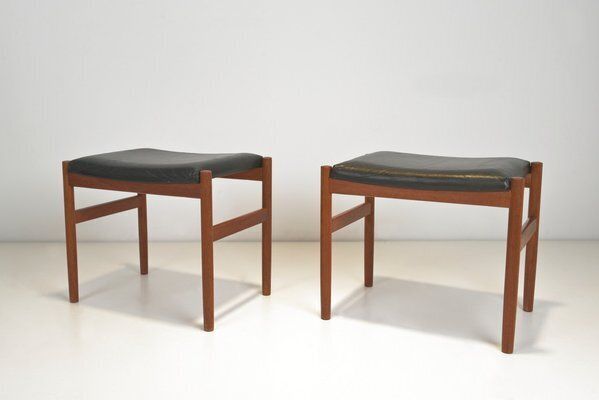 Set Of Ottomans In Teak By Hugo Frandsen For Spøettrup Stolefabrik, Denmark, 1960s