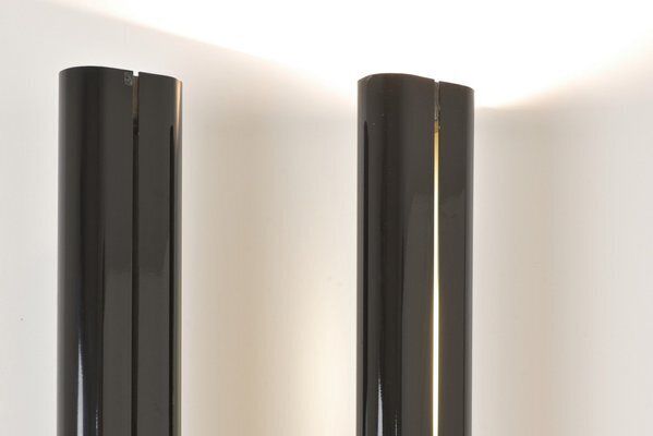photo for sale Black Megaron Floor Lamps By Gianfranco Frattini For Artemide, Italy, 1979, Set Of 2